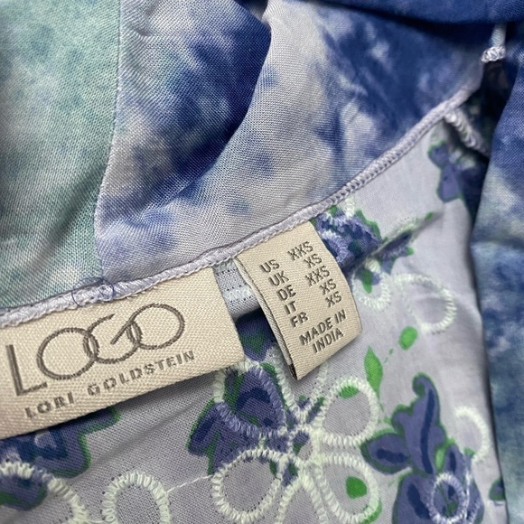 LOGO by Lori Goldstein Woven Lavender Tie Dye Vest w Print Cotton Panel XXS - Picture 4 of 14